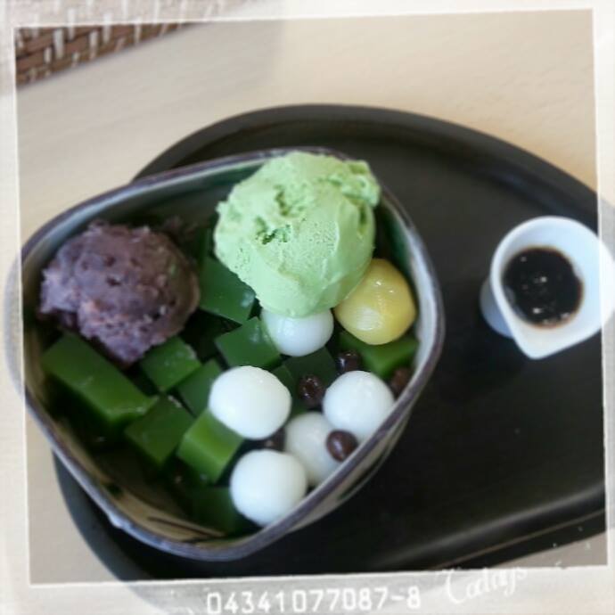お茶元みはら胡蝶庵(コチョウアン) あんみつ,パフェ・サンデー 抹茶あんみつ&白玉サンデー