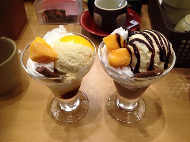 かっぱ寿し&nbsp;パフェ・サンデー&nbsp;プリンパフェ、チョコレートパフェ