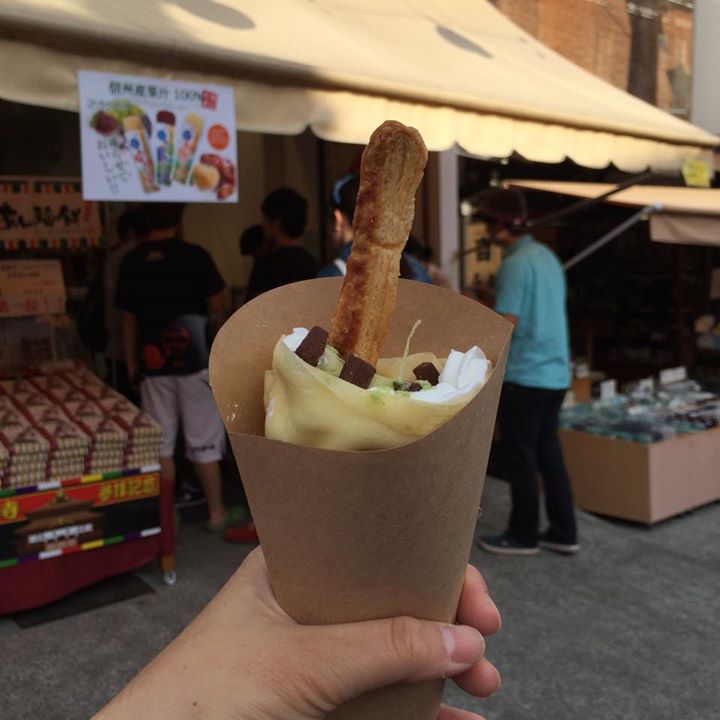 ひふみよクレープ&nbsp;クレープ&nbsp;ご開帳クレープ（生クリームと抹茶に生チョコと無料バニラアイスのトッピング）