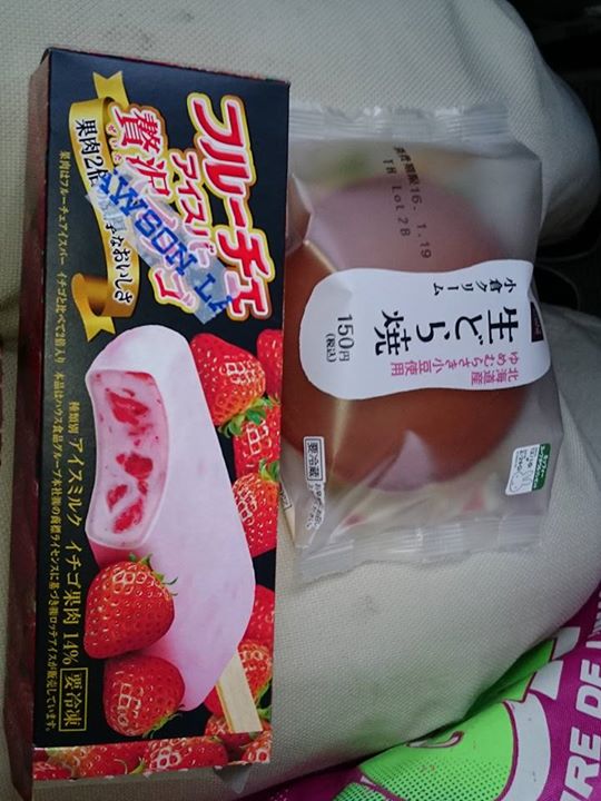 ローソン(LAWSON) アイス・ジェラート,どら焼き フルーチェアイスバー(贅沢イチゴ)、生どら焼き(小倉クリーム)