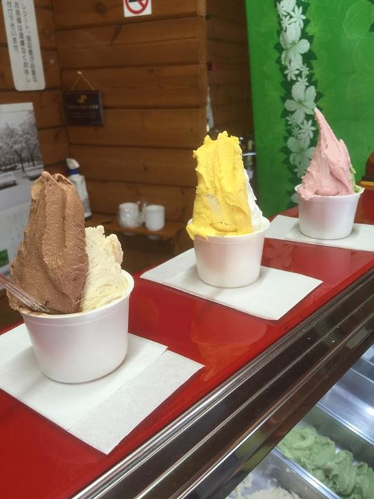 ふるフル&nbsp;アイス・ジェラート&nbsp;生ジェラート（ヘーゼルナッツ、自家製チョコレート、バターナッツ、章姫ストロベリー、濃厚抹茶、搾りたて牛乳）