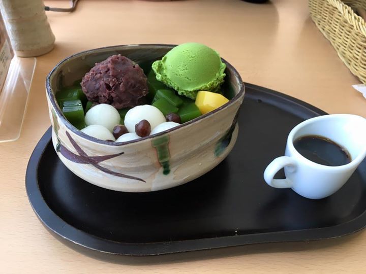 お茶元みはら胡蝶庵(コチョウアン) あんみつ,パンケーキ 抹茶あんみつ、抹茶パンケーキ