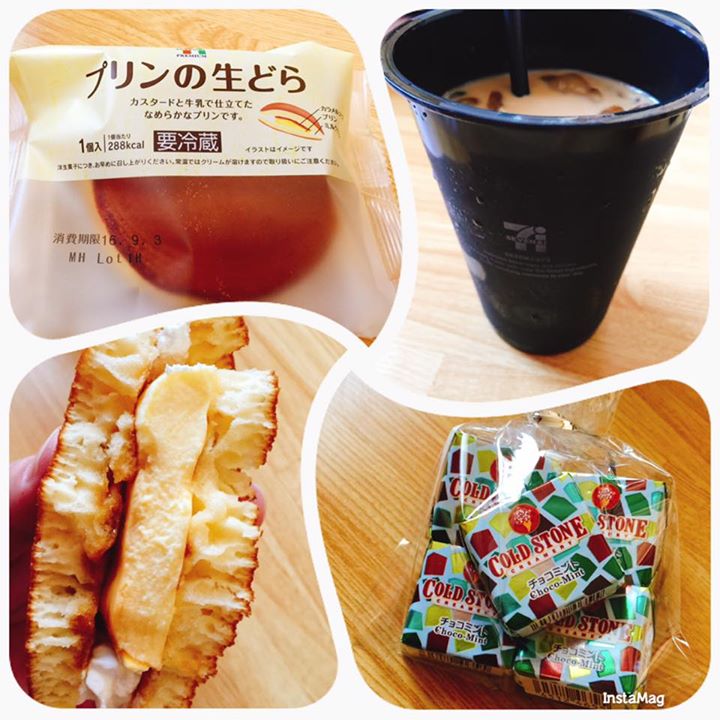 セブンイレブン どら焼き,ドリンク,チョコレート プリンの生どら、カフェラテ、コールド・ストーン・クリーマリー チロルチョコ ミントチョコ