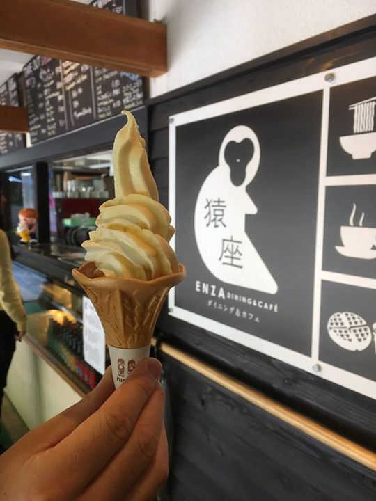 猿座カフェ(エンザカフェ) アイス・ジェラート りんごとバニラのミックスソフトクリーム