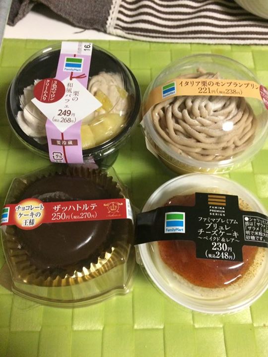 ファミリーマート(FamilyMart) パフェ・サンデー,プリン,ケーキ・タルト 栗の和風パフェ、イタリア栗のモンブランプリン、ザッハトルテ、ブリュレチーズケーキ