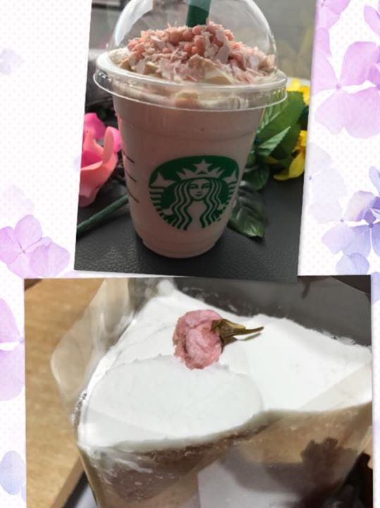 スターバックス コーヒー ジャパン（Starbucks Coffee Japan）&nbsp;ドリンク,ケーキ・タルト&nbsp;スタバのさくらブロッサムクリームフラペチーノとさくらシフォンケーキ