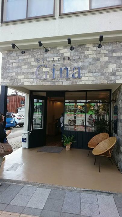 ジェラテリア ジーナ (Gelateria Gina) アイス・ジェラート ダークチェリーとチョコ、信州産アンズとリコッタチーズのジェラート