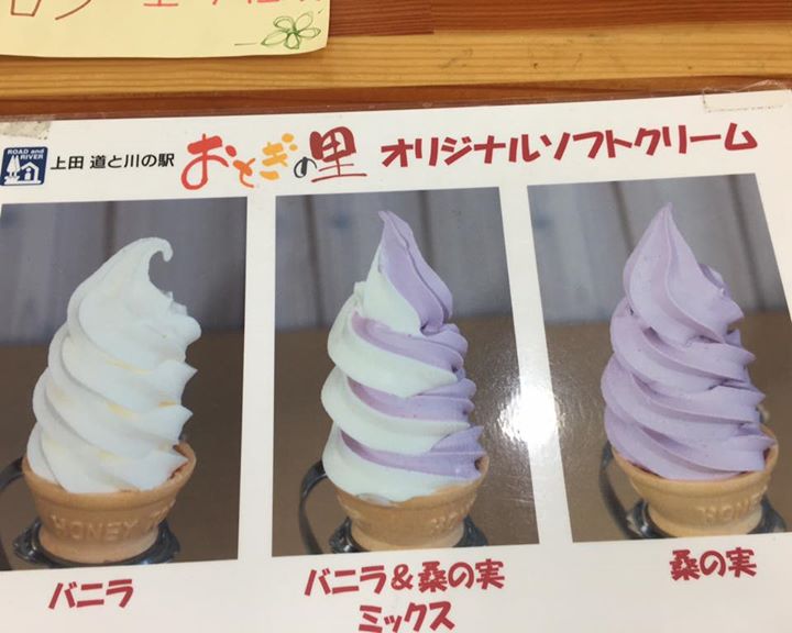 上田道と川の駅 おとぎの里 アイス・ジェラート 桑の実のソフト