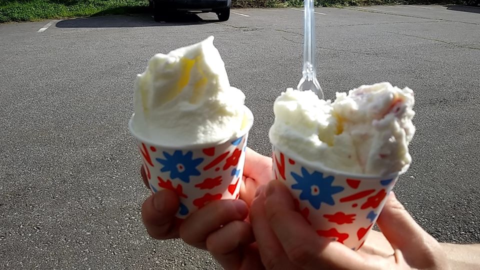 ジェラートちるちる アイス・ジェラート ジャージ牛とチョコチップ&ジャージ牛といちごミルク。