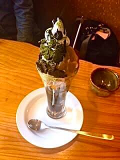 おやきの店ほり川 パフェ・サンデー 季節の栗パフェと焼き芋アイス