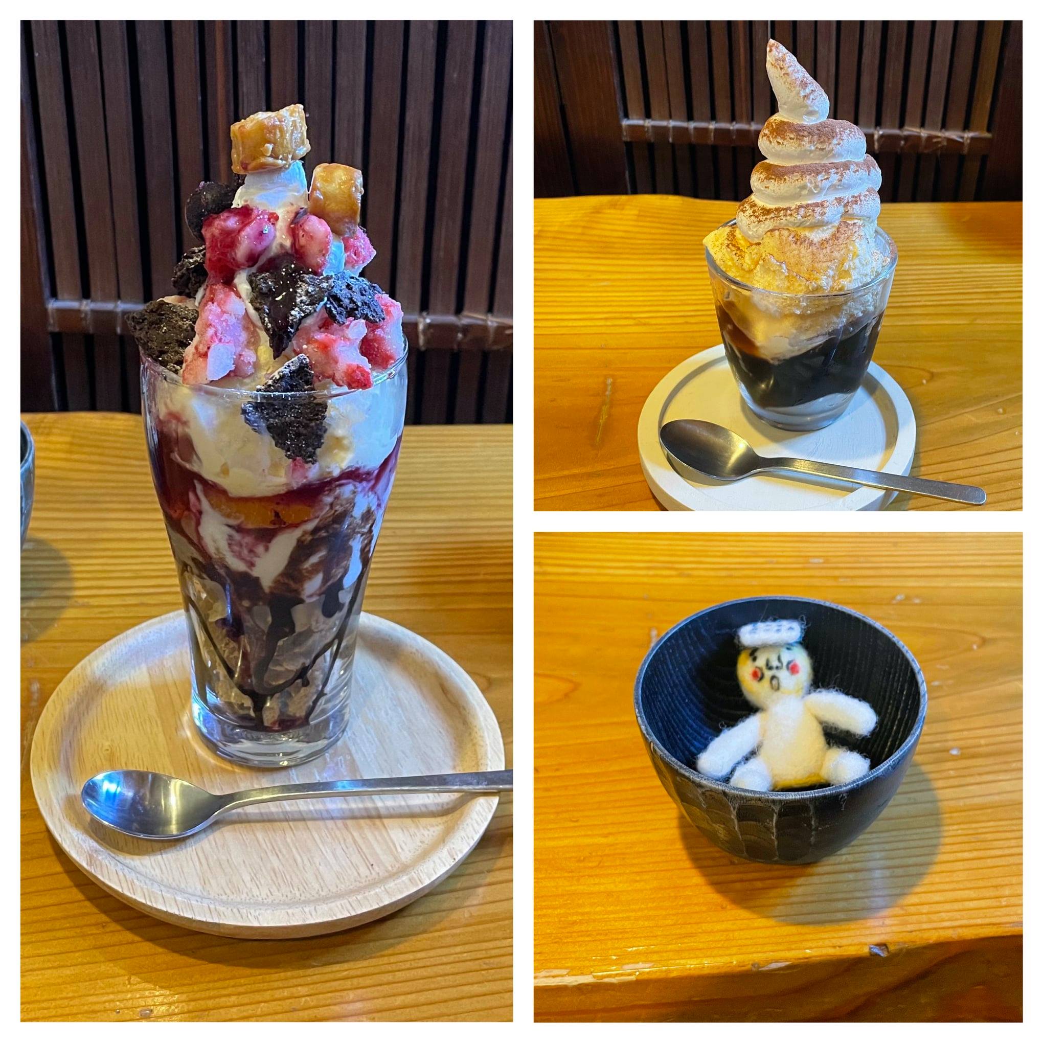 おやきの店ほり川 パフェ・サンデー,ゼリー・蒟蒻・寒天 春パフェ&コーヒーゼリー