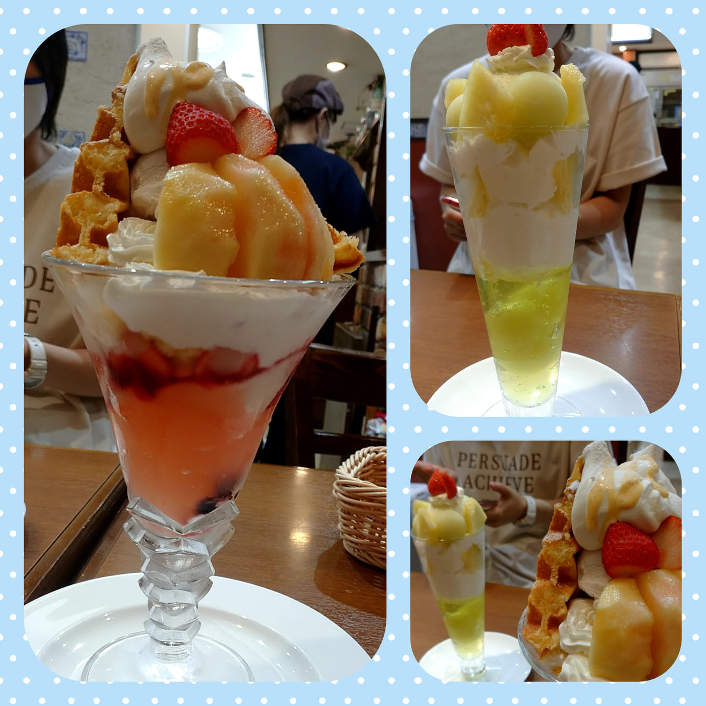 パティスリーヒラノ（cafe HIRANO）&nbsp;パフェ・サンデー&nbsp;桃のパフェ&メロンパフェ