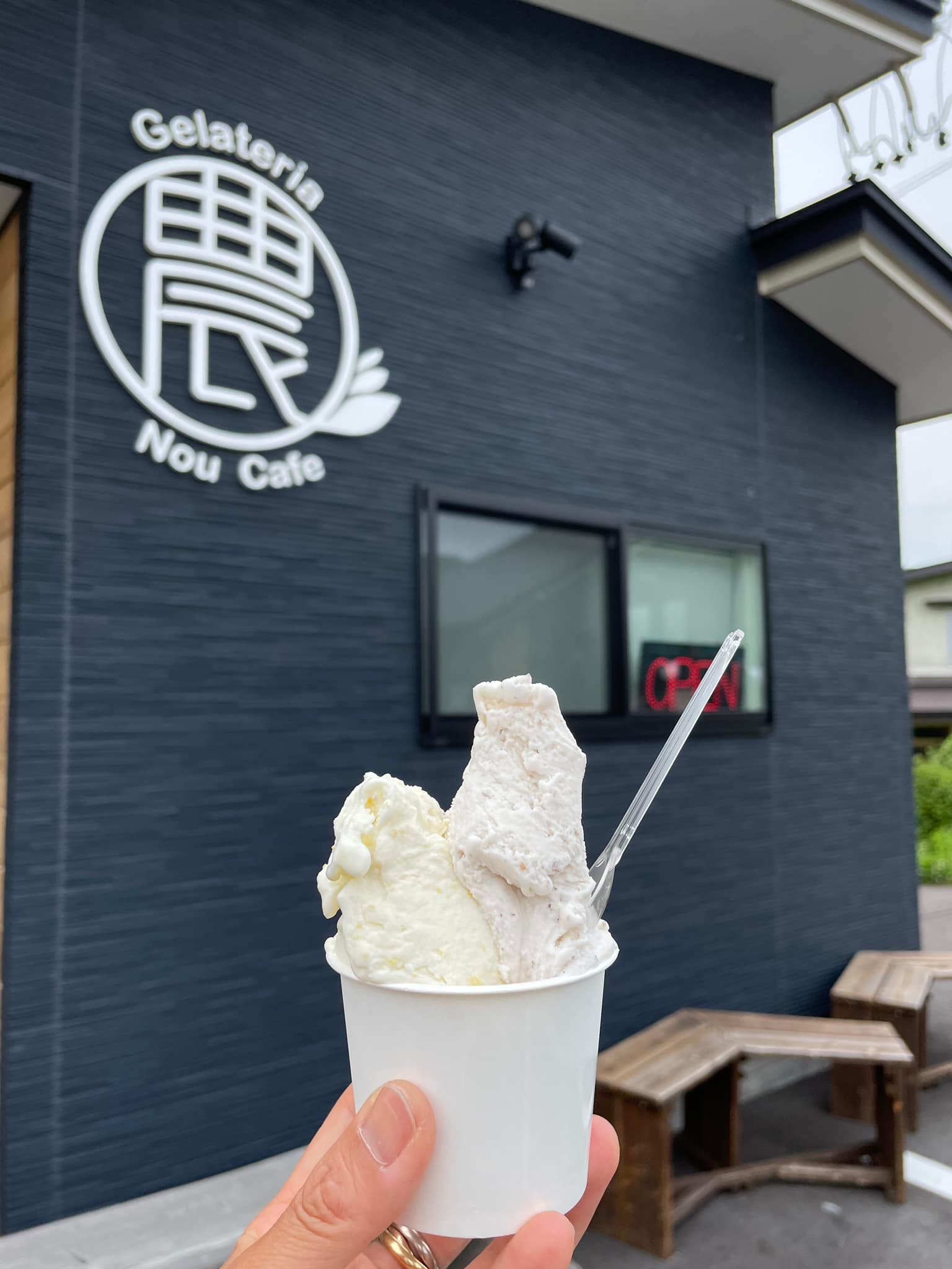 農かふぇ 白馬そだち(ハクバソダチ) アイス・ジェラート 花豆&とうもろこしミルクのダブル