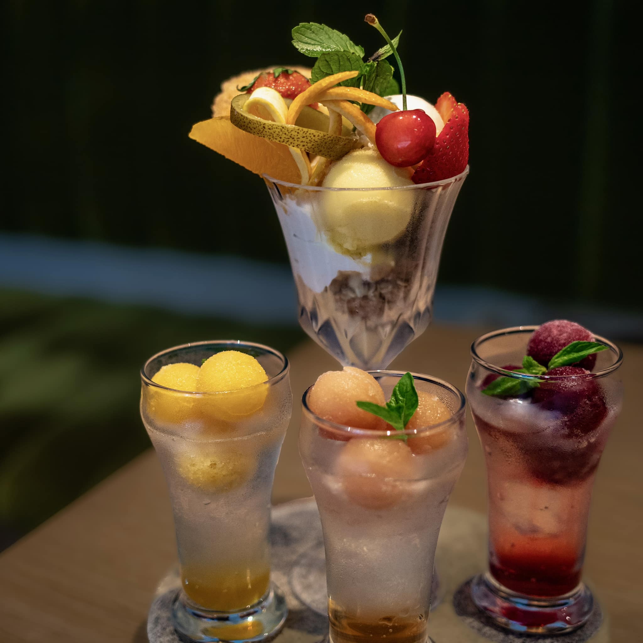 つるとんたん軽井沢 パフェ・サンデー 季節の果物パフェ&モクテルセット