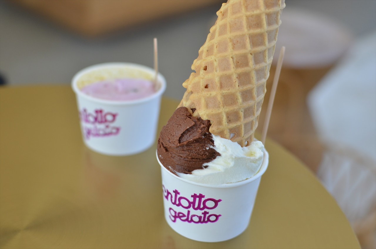 CENTOTTO GELATO&nbsp;アイス・ジェラート&nbsp;黒姫高原牛乳とチョコリッチのダブル
