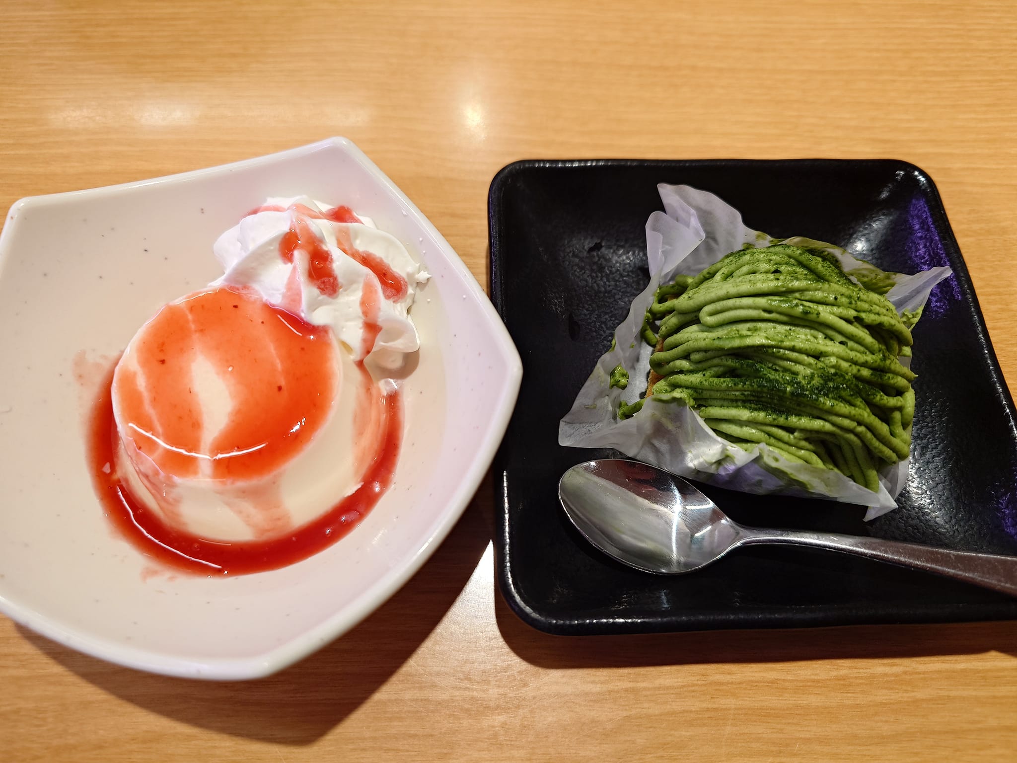 スシロー プリン,モンブラン お抹茶モンブラン&とろっと練乳プリン